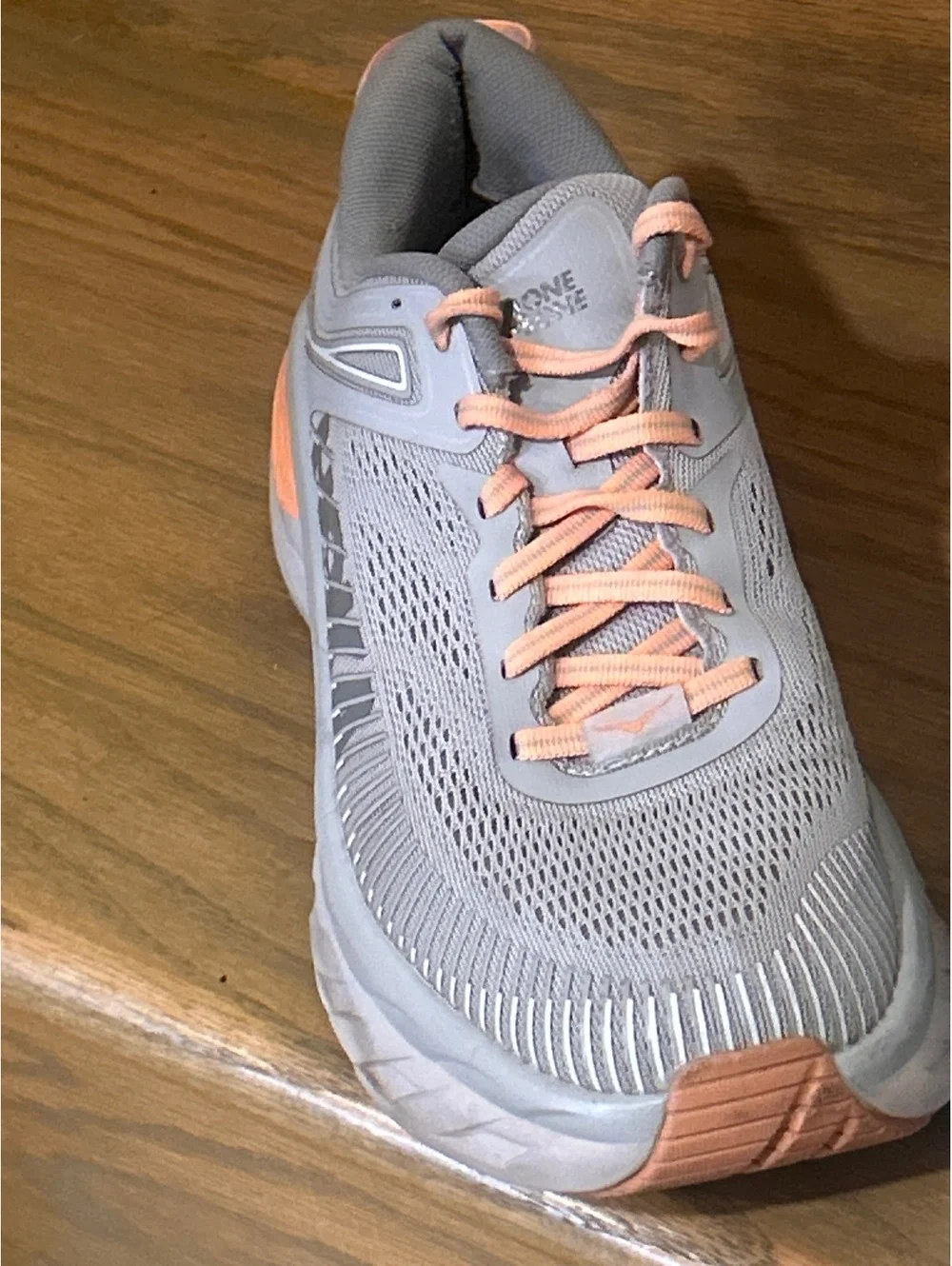 Hoka One One Women's Running Shoes Gray and Peach Size 9